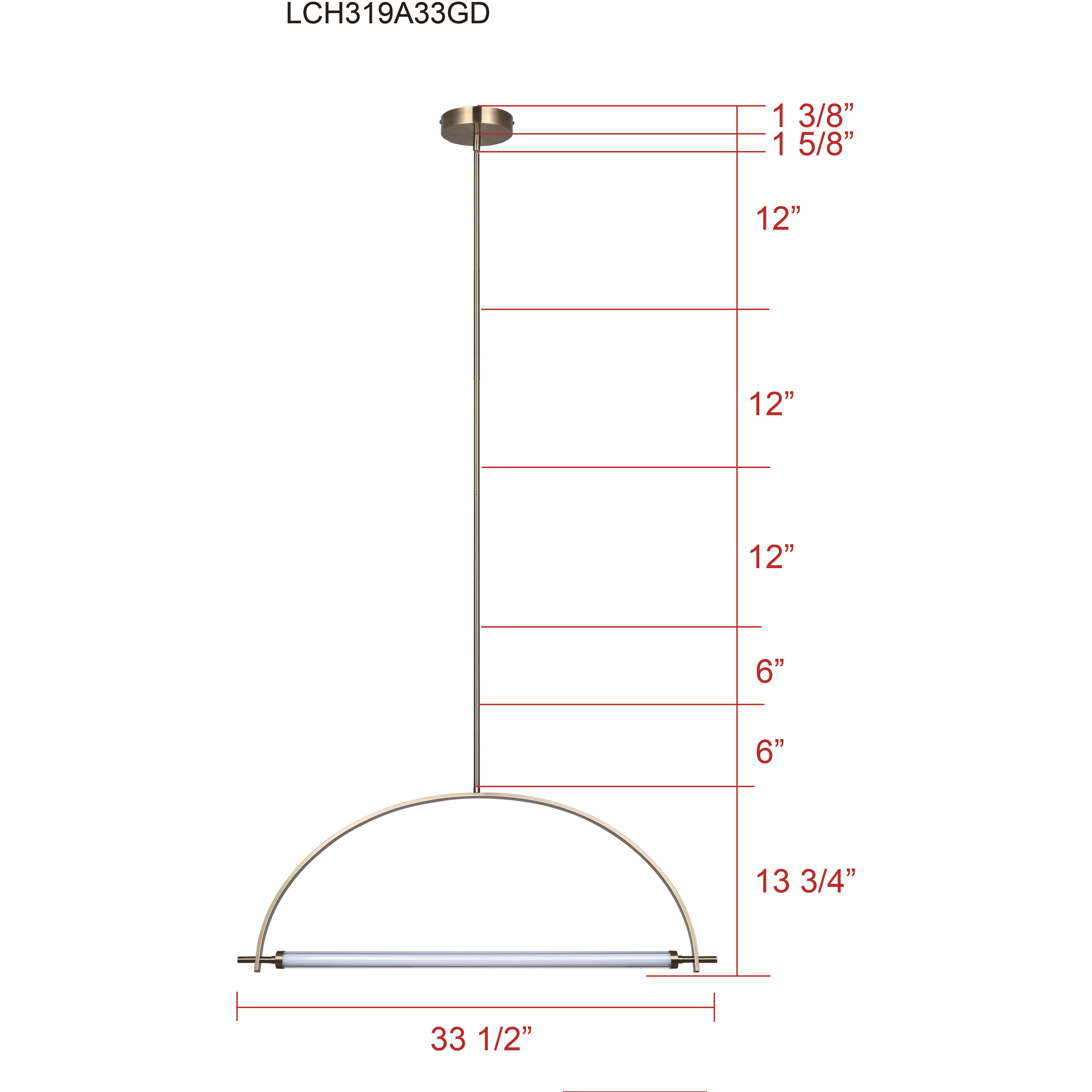 Keaton LED 33.5 inch Gold Chandelier Ceiling Light
