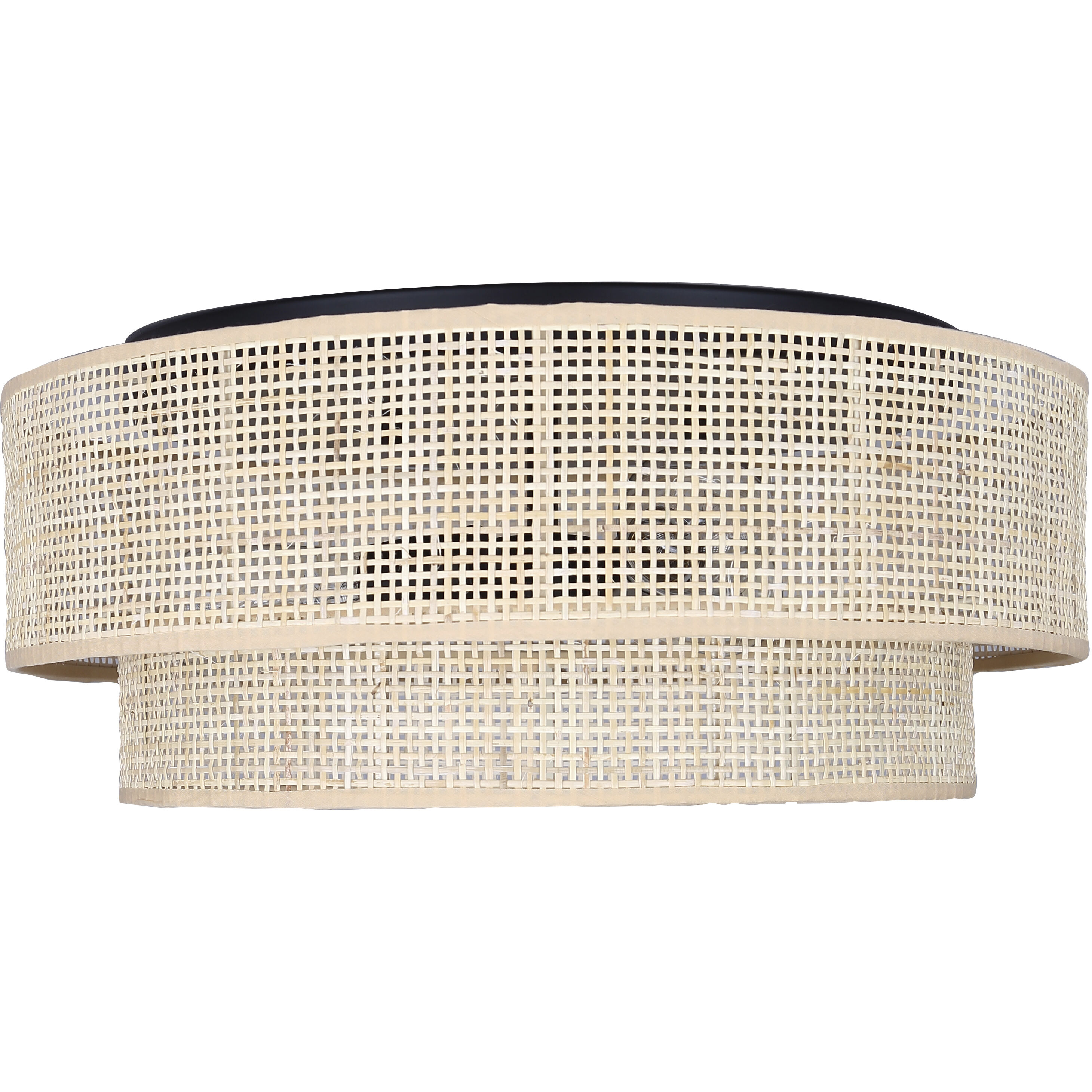 Bellamy 3 Light 19 inch Black Flush Mount Ceiling Light in Natural Rattan