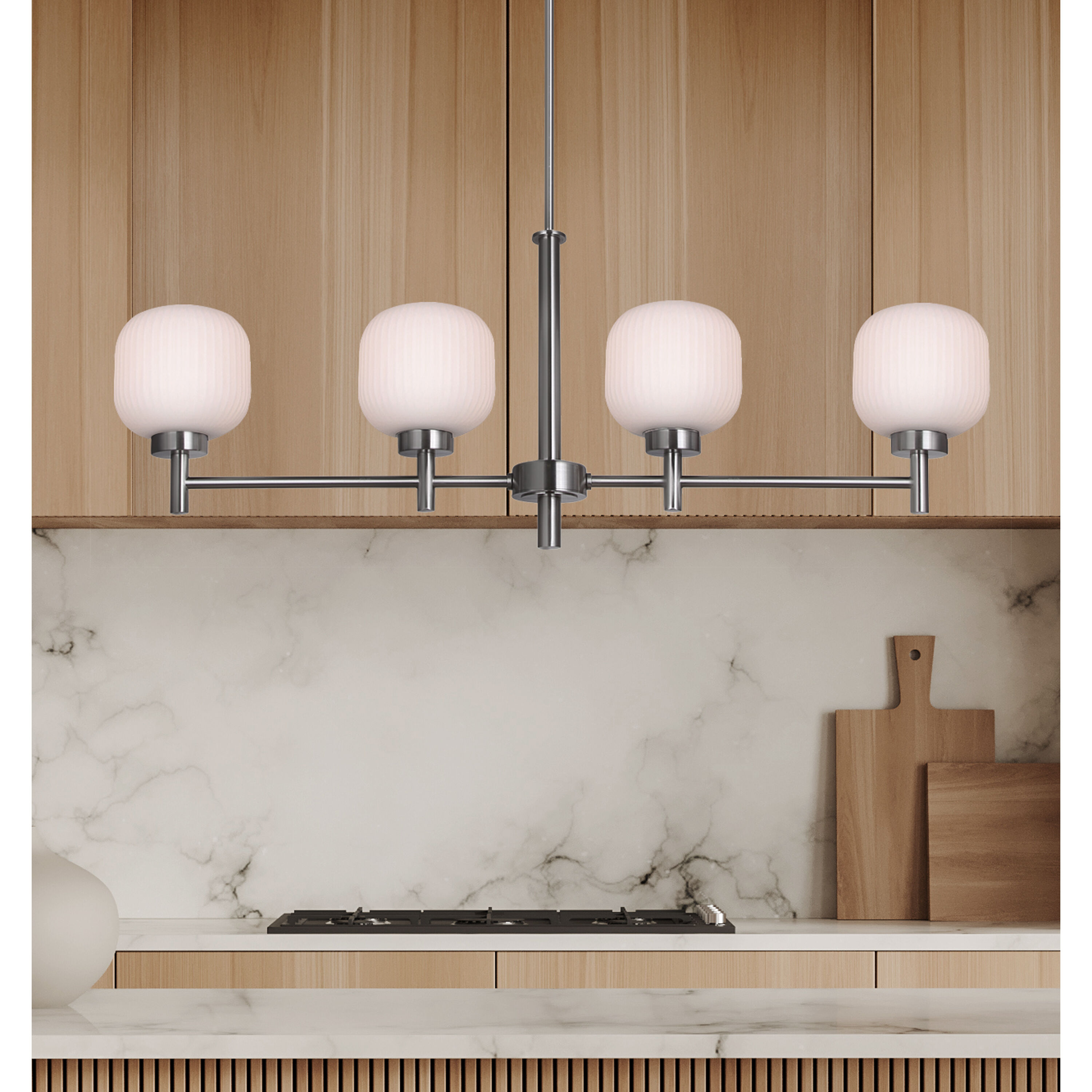 Mallory 4 Light 36.38 inch Brushed Nickel Chandelier Ceiling Light