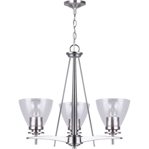 Madison 3 Light 19 inch Brushed Nickel Chandelier Ceiling Light