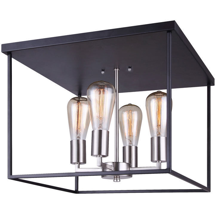 Madison 4 Light 16 inch Matte Black and Brushed Nickel Flush Mount Ceiling Light