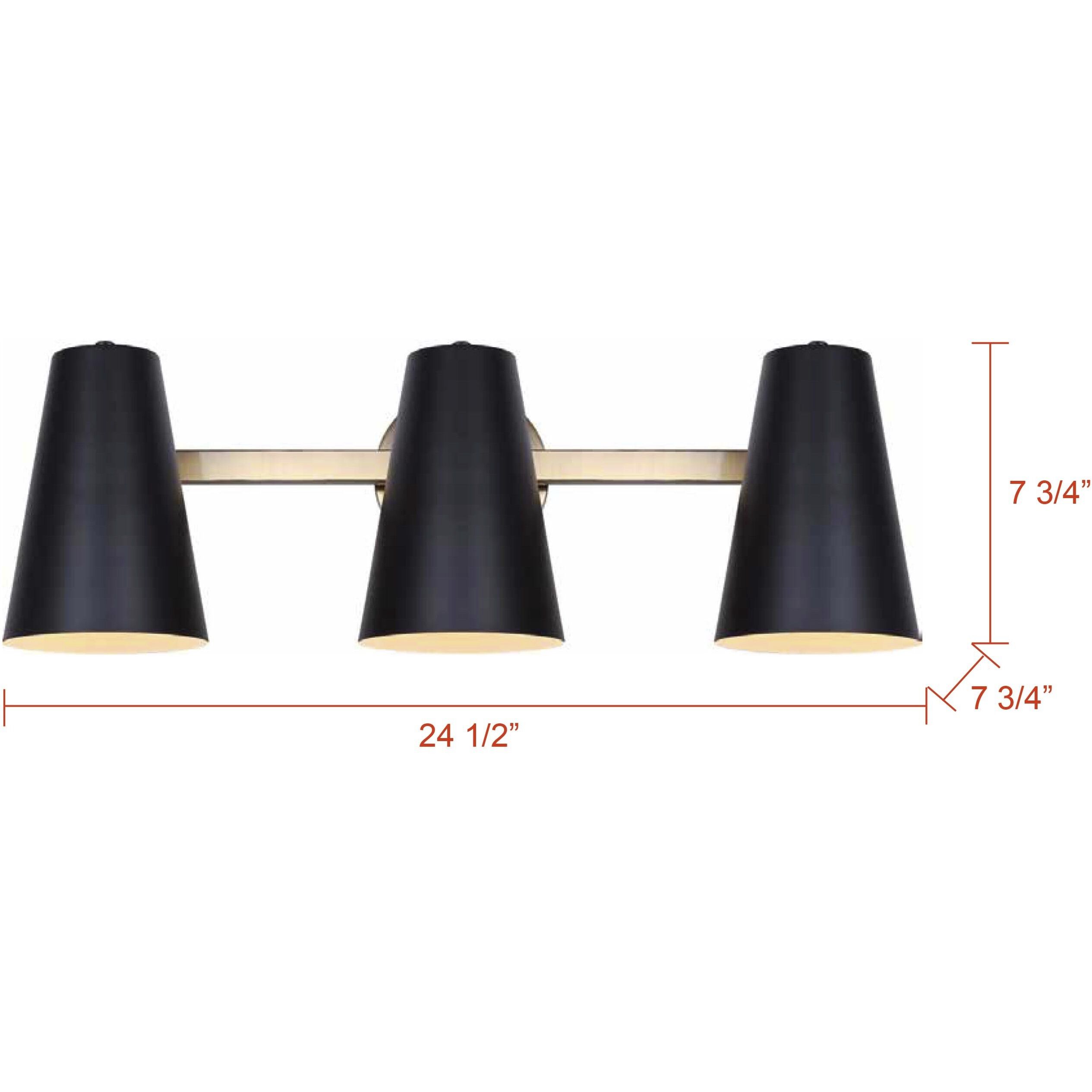 Harken 3 Light 24.5 inch Black/Gold Vanity Light Wall Light