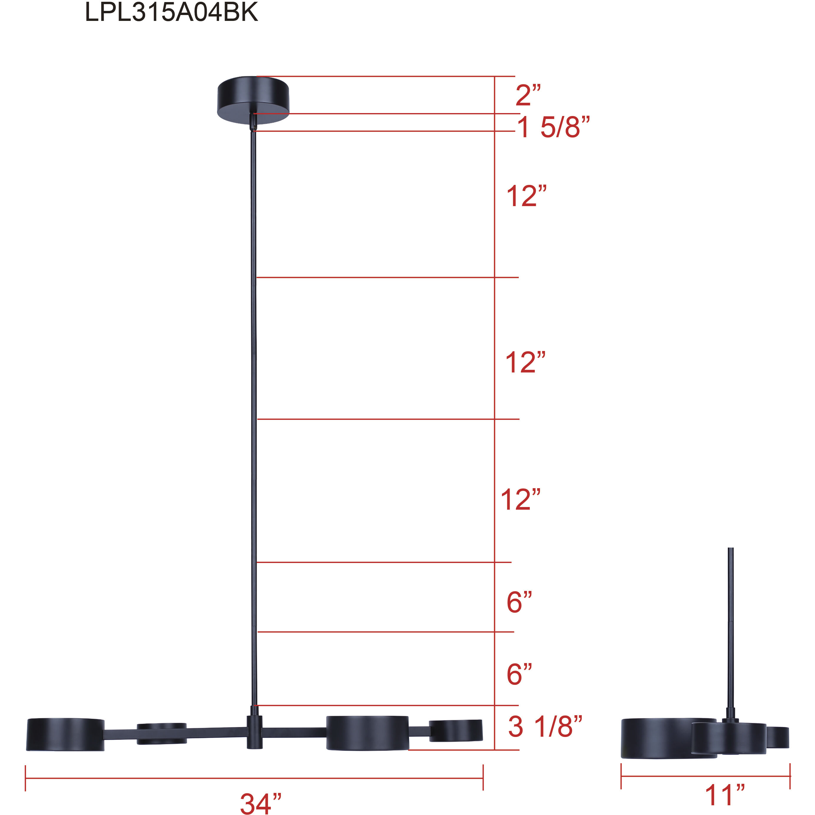Montgomery LED 34 inch Black Pendant Ceiling Light