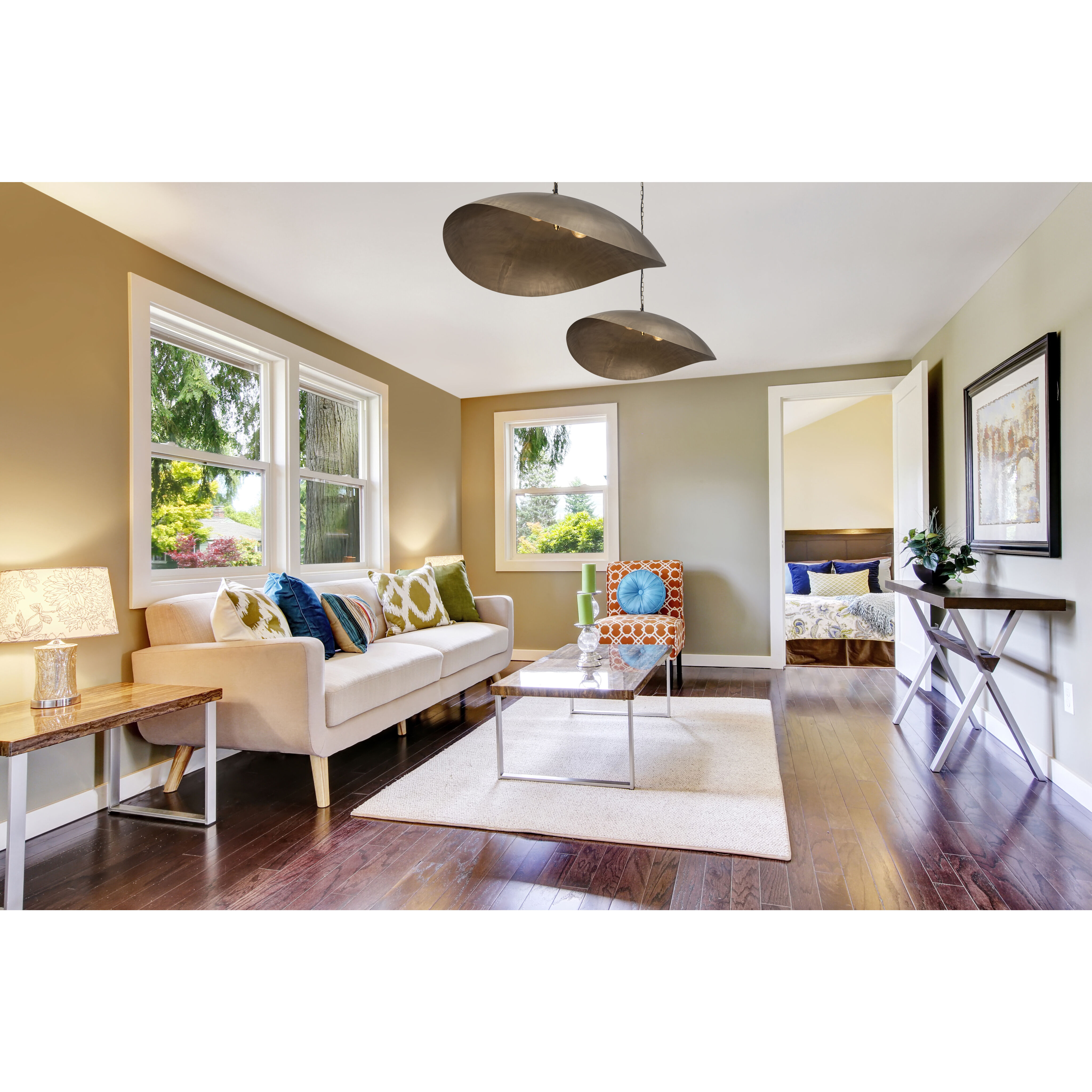 Maverick 2 Light 39 inch Antique Brass Pendant Ceiling Light