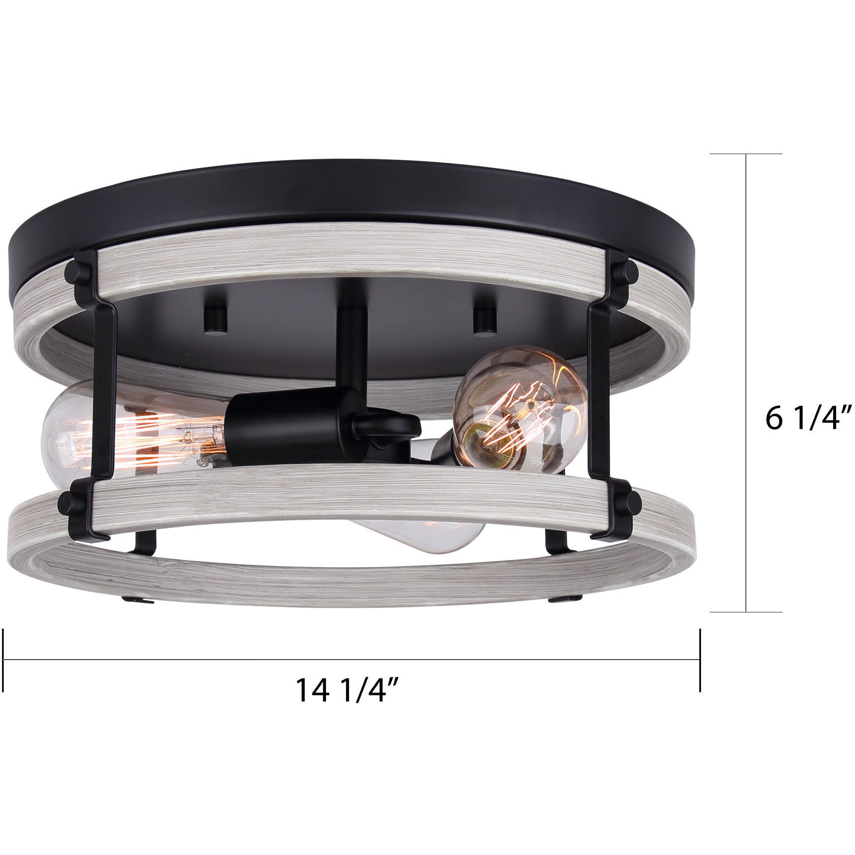 Joelle 3 Light 14 inch Matte Black/Brushed Grey Flush Mount Ceiling Light