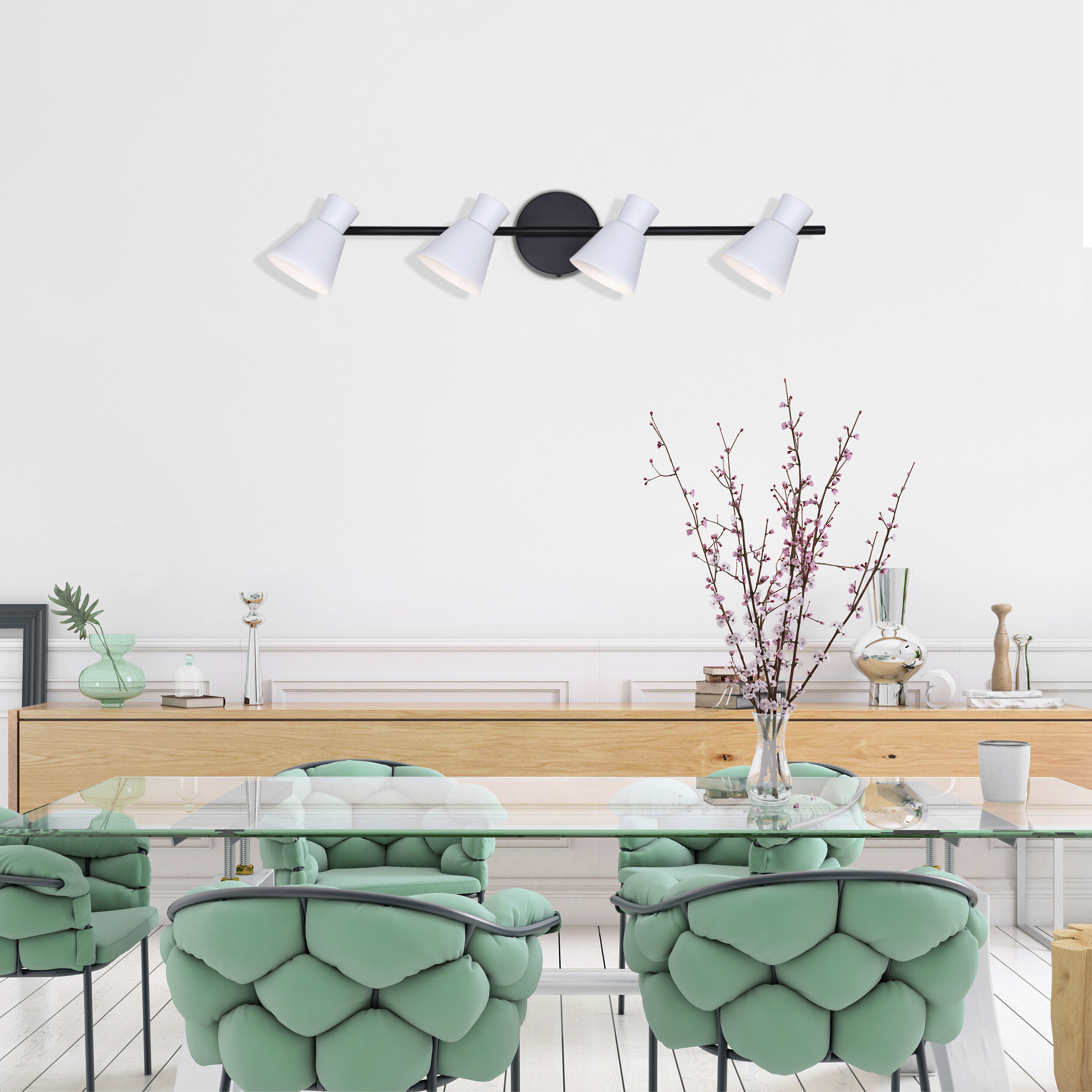 Radley 4 Light Black/White Track Lighting Ceiling Light