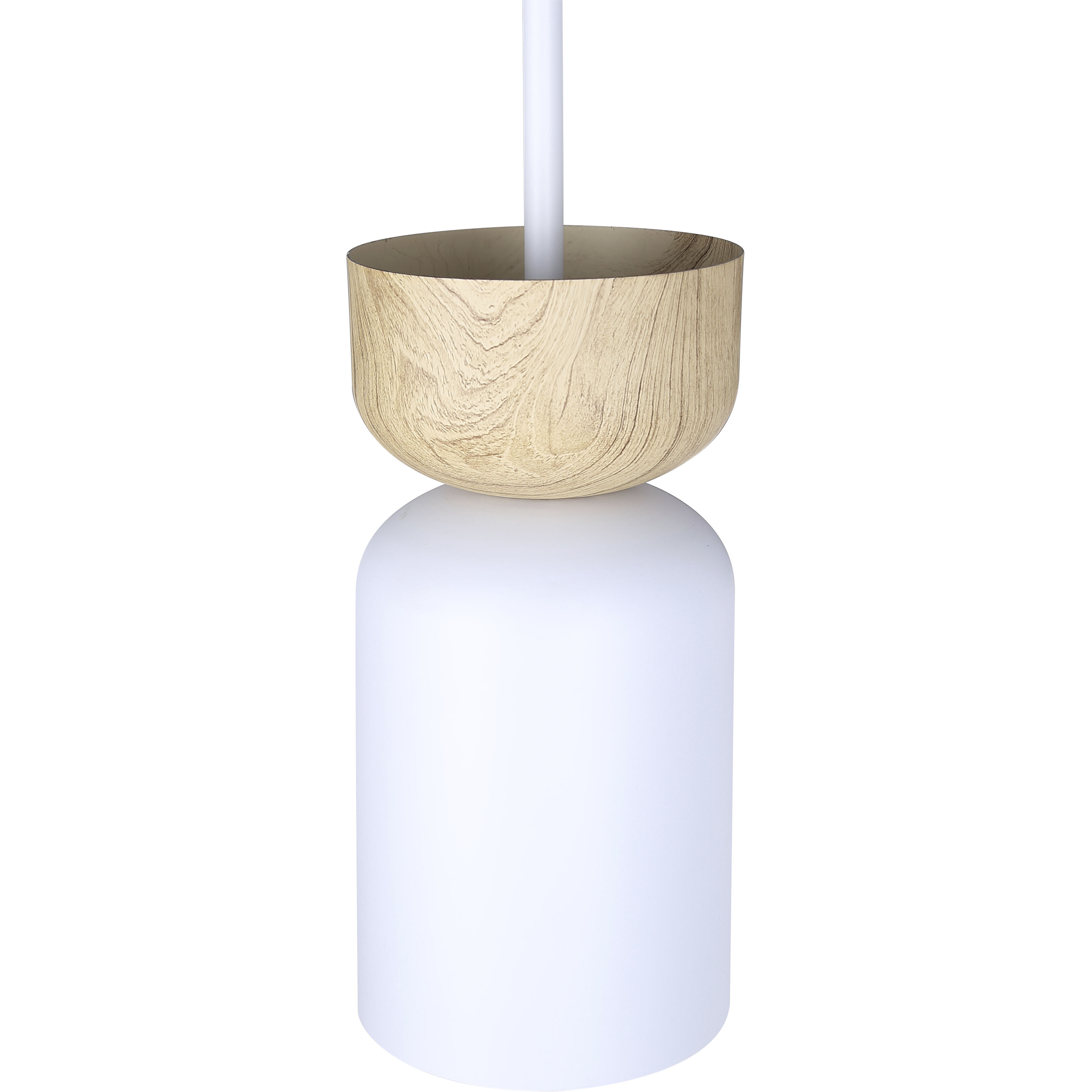 Caleb 1 Light 4.75 inch Matte White & Wood Pendant Ceiling Light