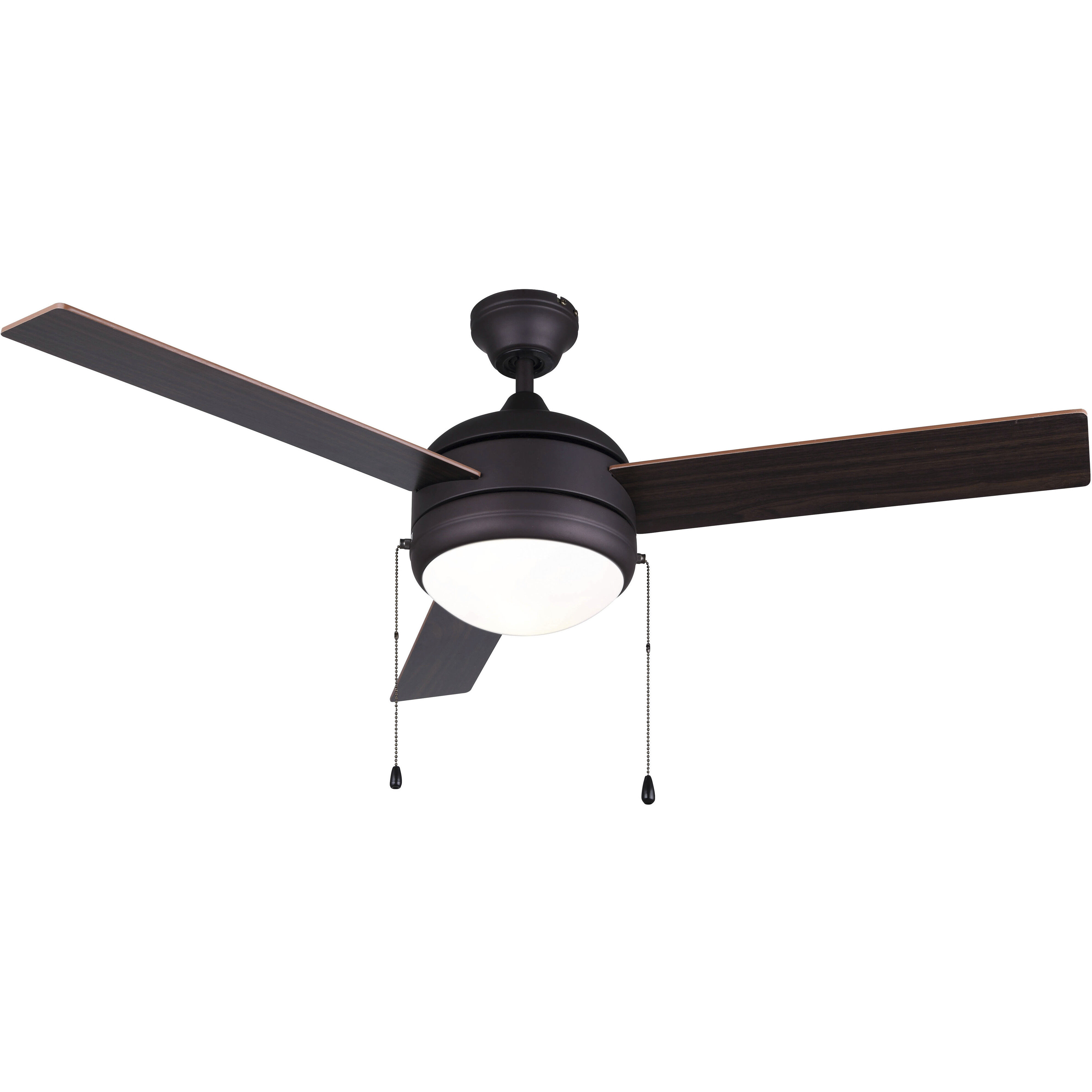 Madison 48 inch Oil Rubbed Bronze with Walnut/Medium Oak Blades Ceiling Fan, Dual Mount