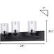 Hampton 3 Light 24 inch Matte Black Vanity Light Wall Light