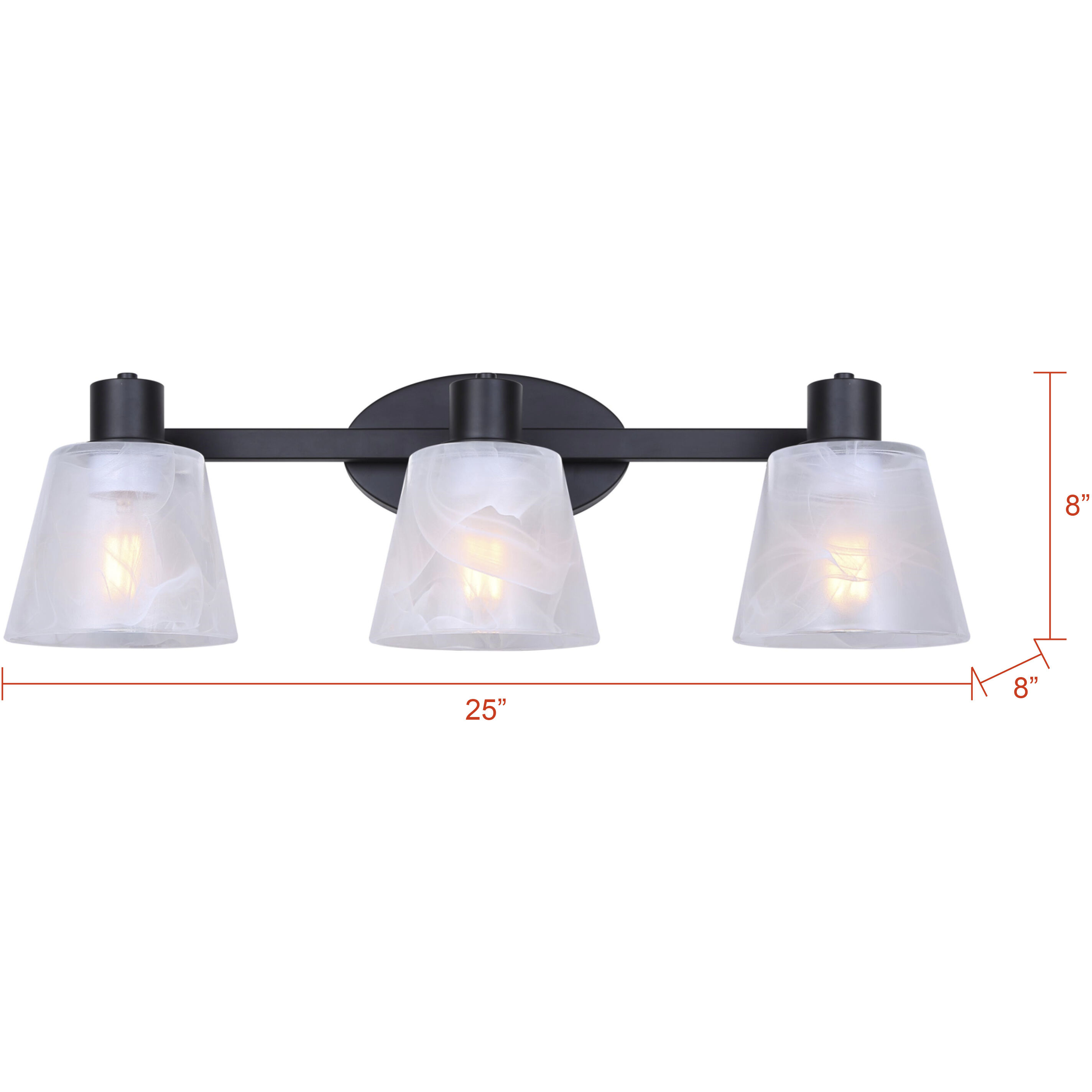 Luelle 3 Light 25 inch Black Vanity Light Wall Light