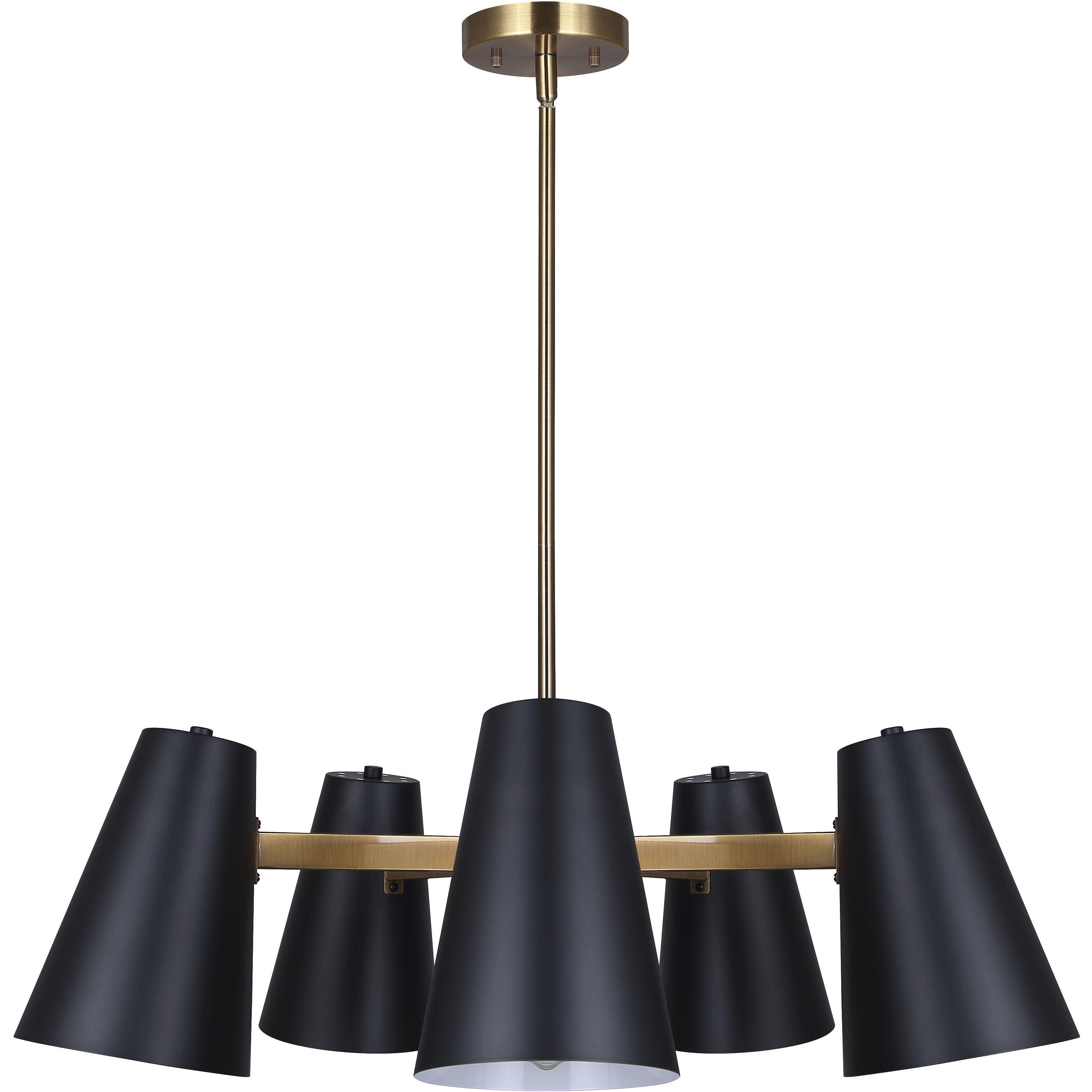 Harken 5 Light 26 inch Black/Gold Chandelier Ceiling Light