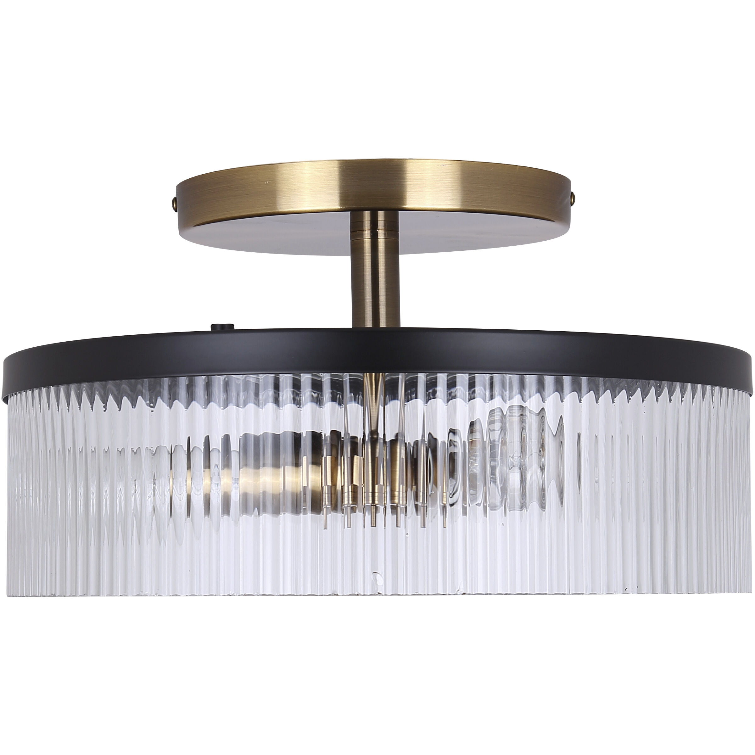 Jenner 3 Light 15 inch Black/Gold Semi-Flush Mount Ceiling Light
