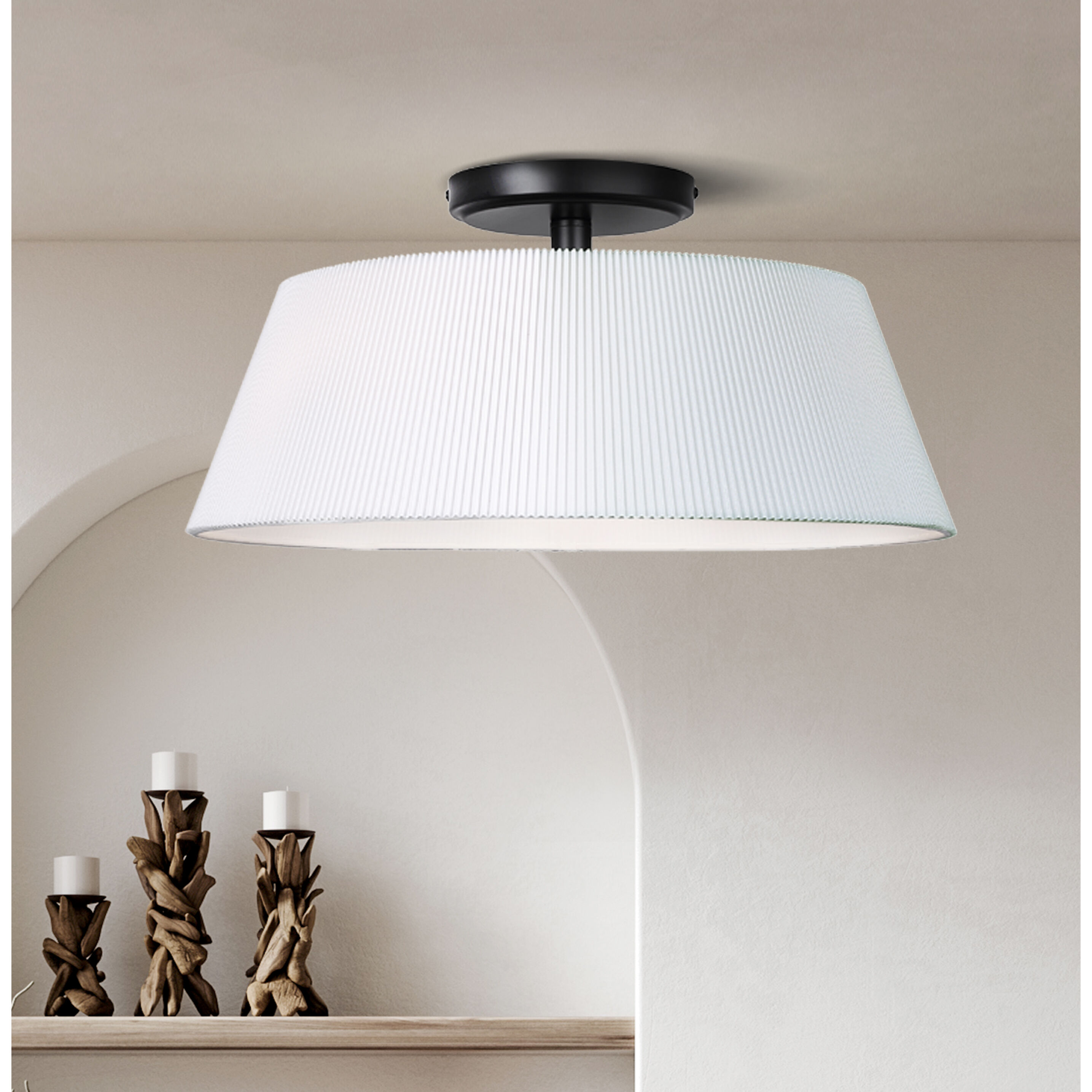 Aspen 1 Light 13.25 inch Black Flush Mount Ceiling Light