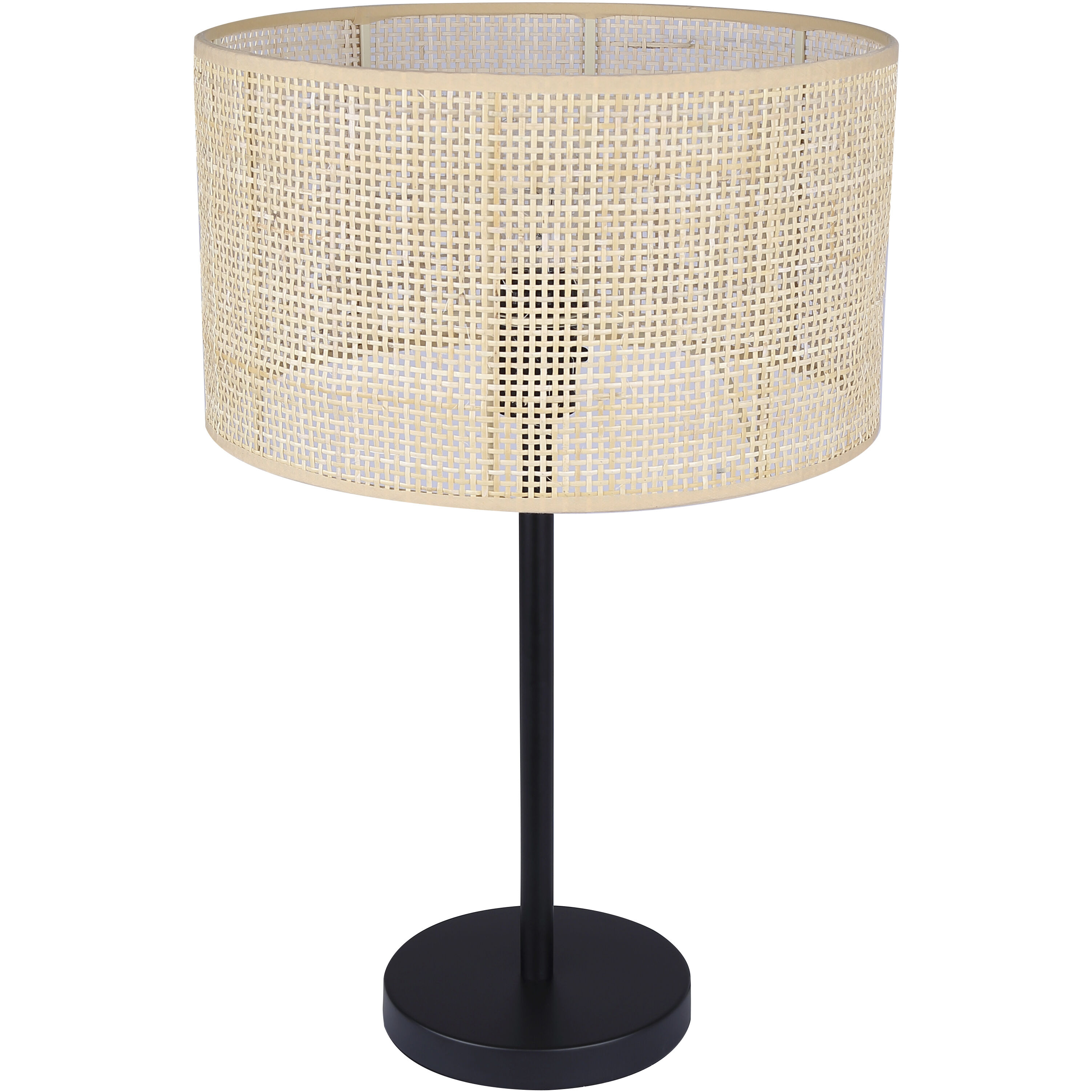Bellamy 22 inch 100.00 watt Matte Black Table Lamp Portable Light in Natural Rattan