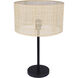 Bellamy 22 inch 100.00 watt Matte Black Table Lamp Portable Light in Natural Rattan