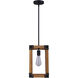 Madison 1 Light 32 inch Black and Wood Pendant Ceiling Light