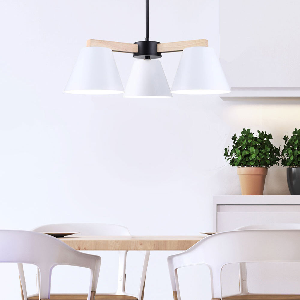 Harlyn 3 Light 23.5 inch Black/White/Wood Chandelier Ceiling Light