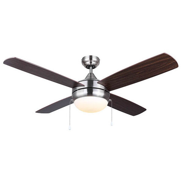 Madison 48 inch Brushed Nickel with Silver Oak/Walnut Blades Ceiling Fan, Dual Mount