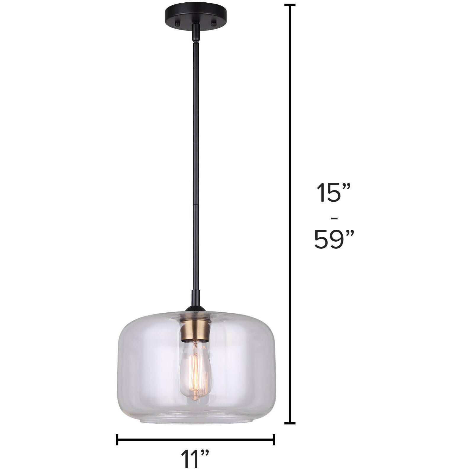 Fauna 1 Light 11 inch Matte Black/Gold Pendant Ceiling Light