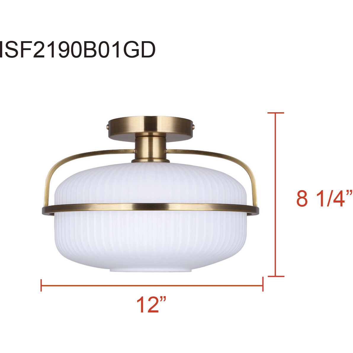 Eve 1 Light 12 inch Gold Semi-Flush Mount Ceiling Light