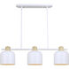Caleb 3 Light 7 inch Matte White & Wood Pendant Ceiling Light