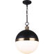 Delta 1 Light 13 inch Black/Gold Pendant Ceiling Light