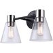 Davina 2 Light 14.5 inch Black/Brushed Nickel Vanity Light Wall Light