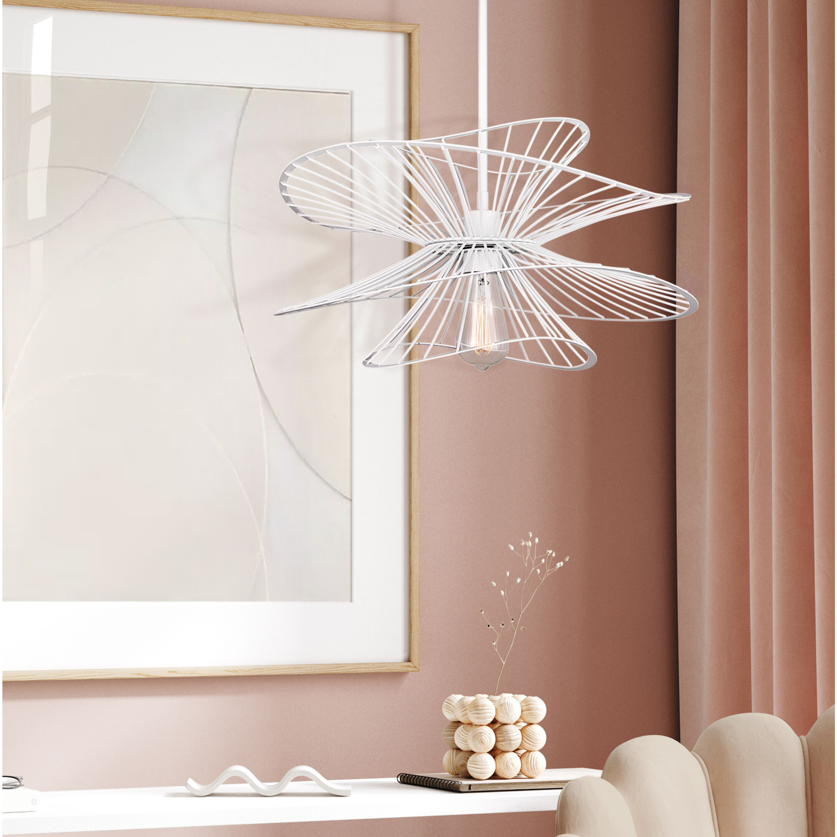 Channel 1 Light 20 inch White Pendant Ceiling Light