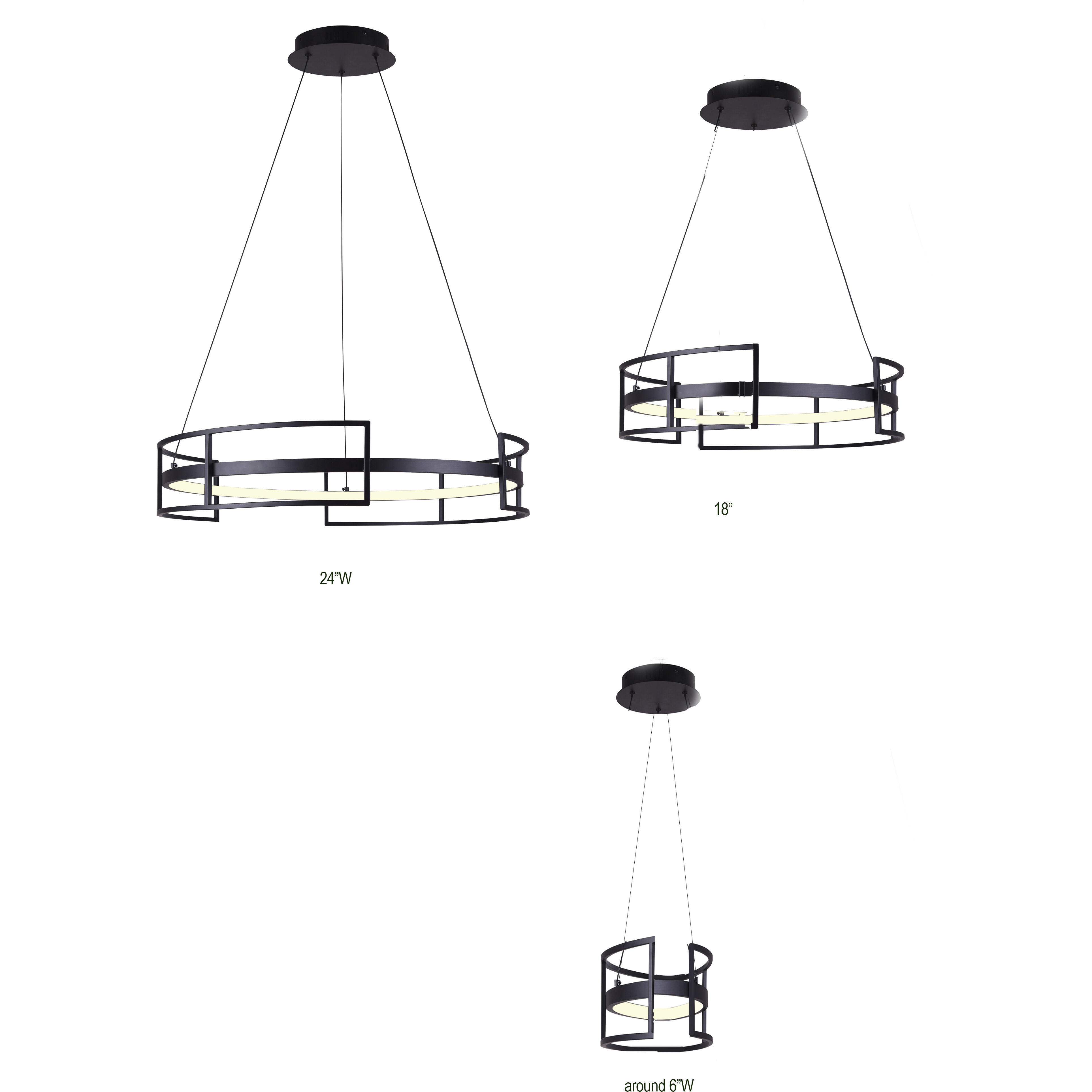 Amora LED 24 inch Black Chandelier Ceiling Light
