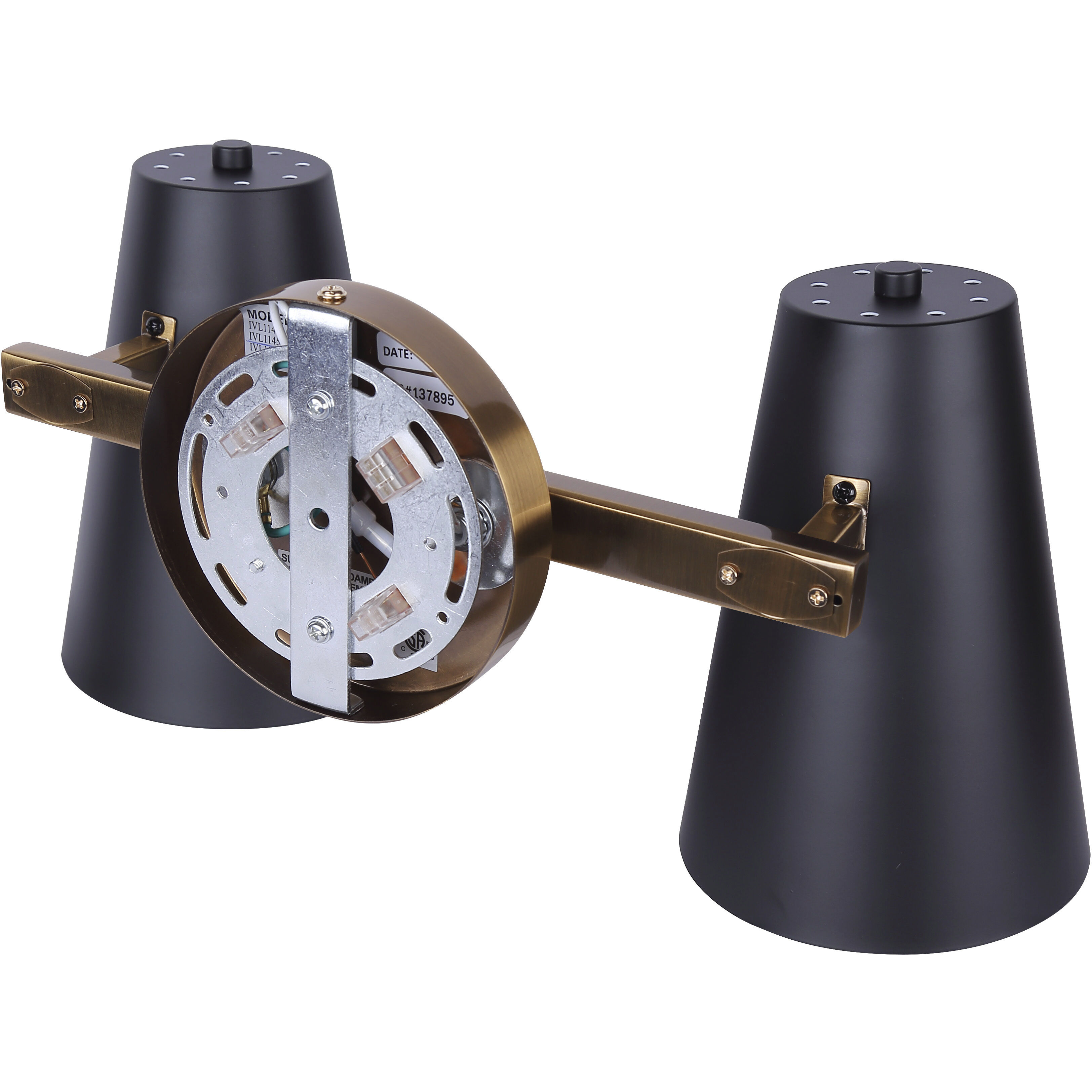 Harken 2 Light 15.5 inch Matte Black and Gold Vanity Light Wall Light