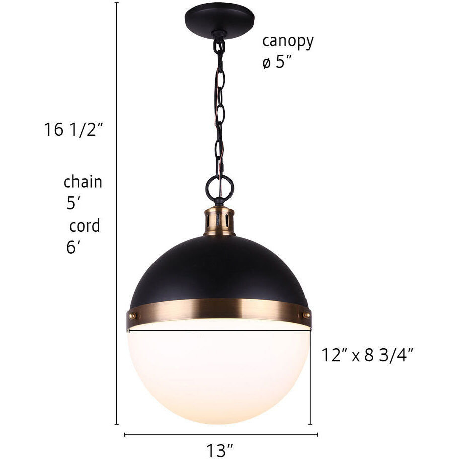 Delta 1 Light 13 inch Black/Gold Pendant Ceiling Light