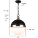 Delta 1 Light 13 inch Black/Gold Pendant Ceiling Light