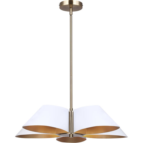 Daxton 5 Light 21.5 inch Matte White and Gold Chandelier Ceiling Light
