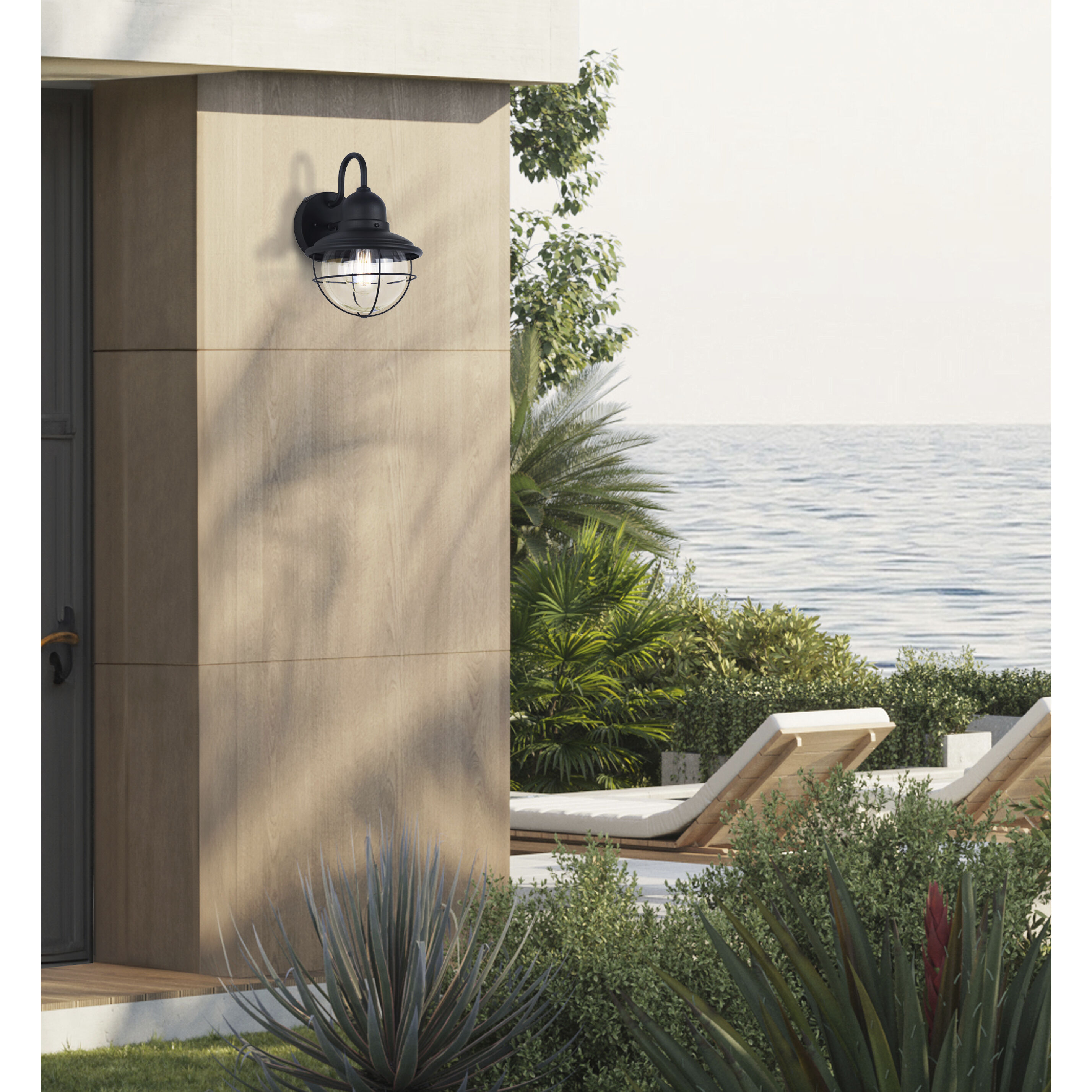 Alaric 1 Light 12.63 inch Black Outdoor Wall Lantern