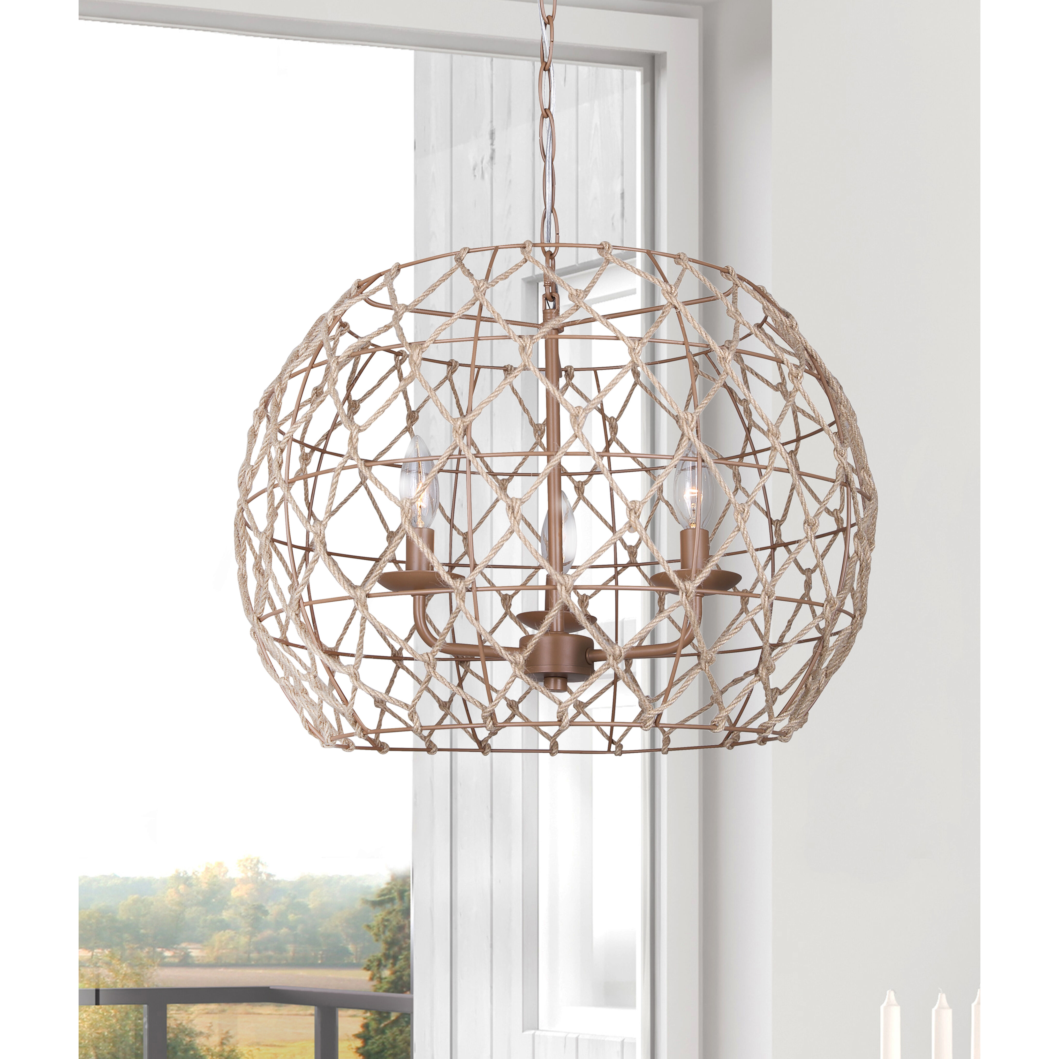 Aura 3 Light 20 inch Tan Pendant Ceiling Light