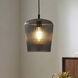 Leandro 1 Light 9 inch Matte Black Corded Pendant Ceiling Light in Smoked Ribbed Glass