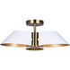 Daxton 3 Light 20 inch Matte White and Gold Semi-Flush Mount Ceiling Light