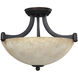 Warren 3 Light 14.25 inch Rubbed Antique Bronze Chandelier Ceiling Light, Dual Mount