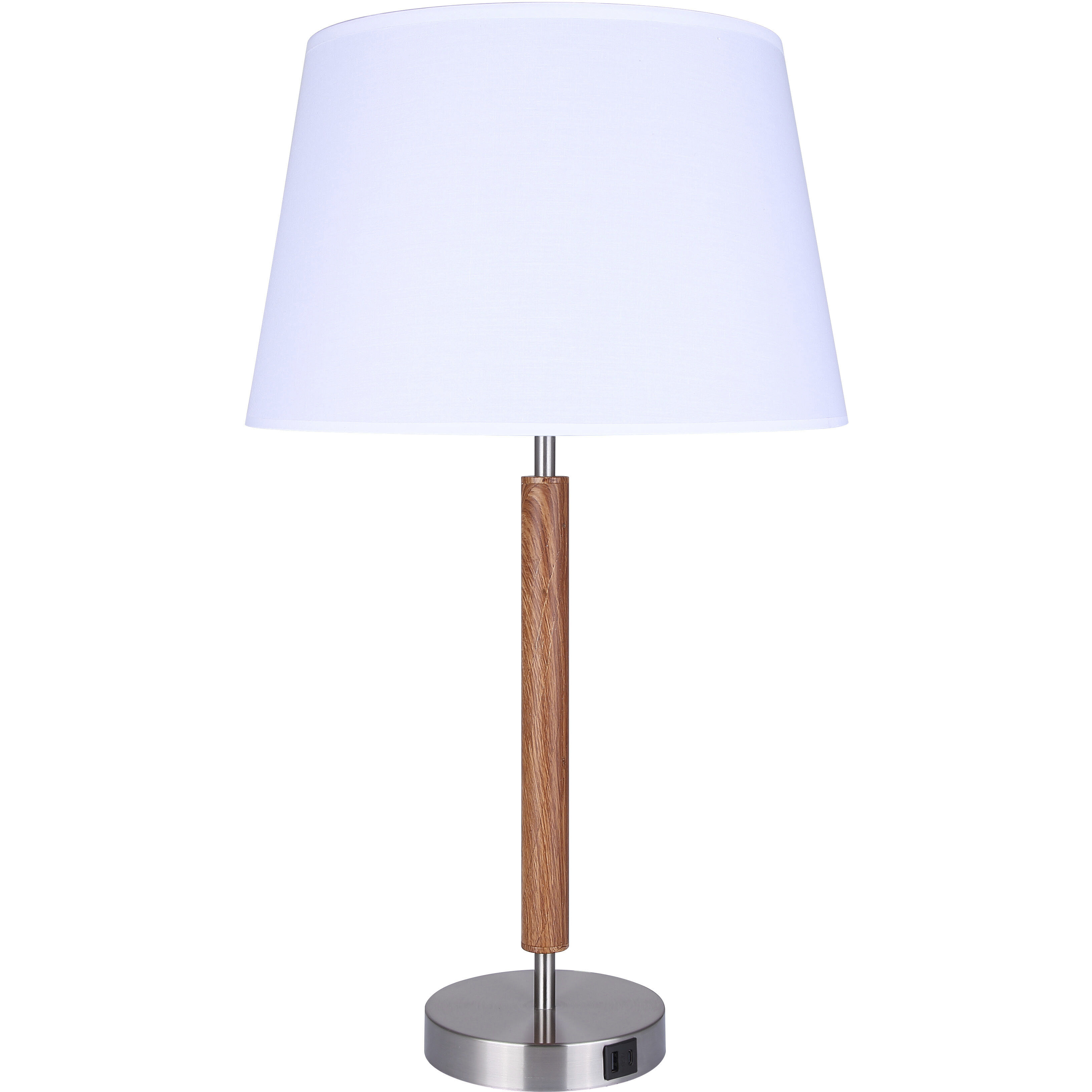 Maly 25.5 inch 100.00 watt Brushed Nickel and Faux Wood Table Lamp Portable Light