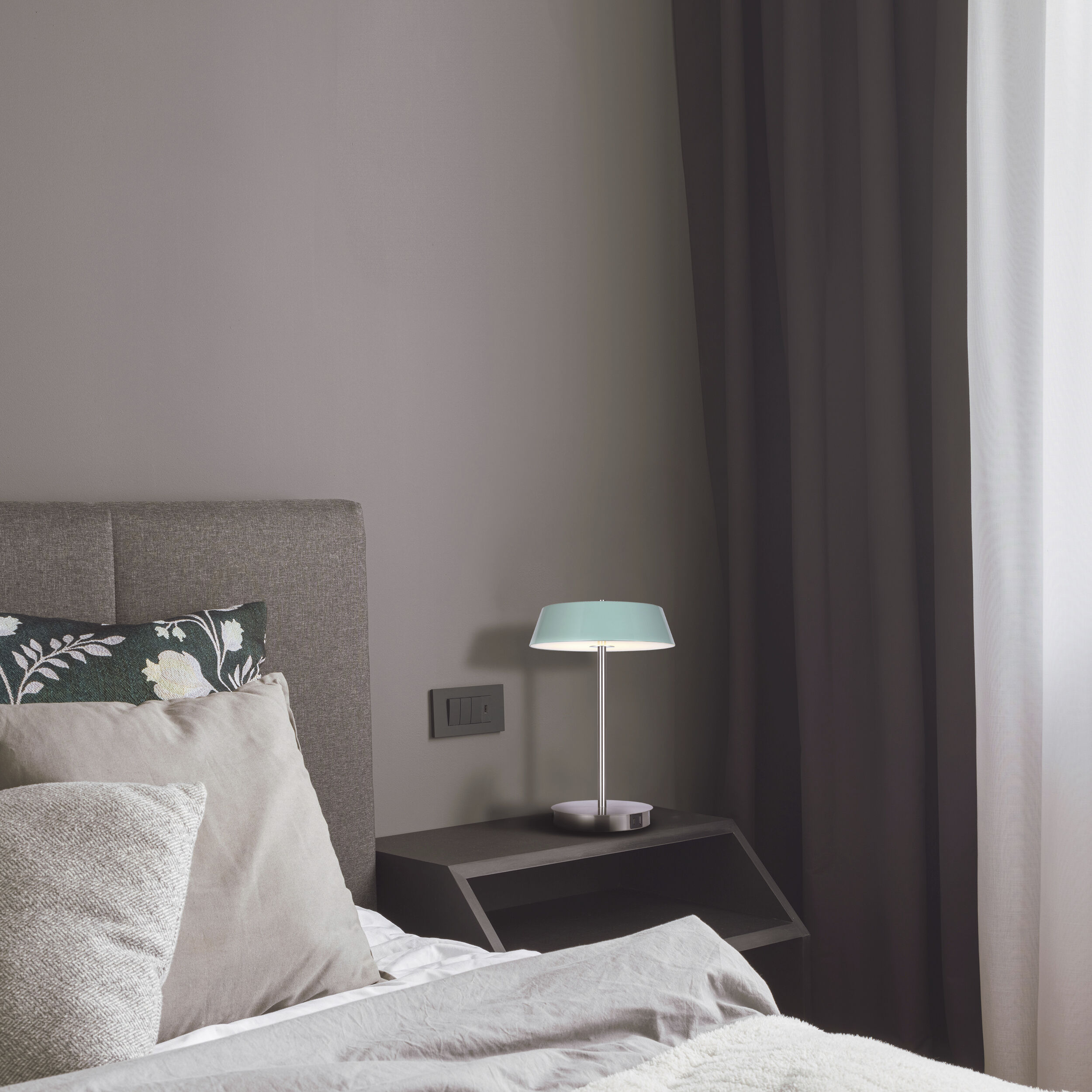 Jessa 14 inch 16.00 watt Brushed Nickel Table Lamp Portable Light in Teal Metal