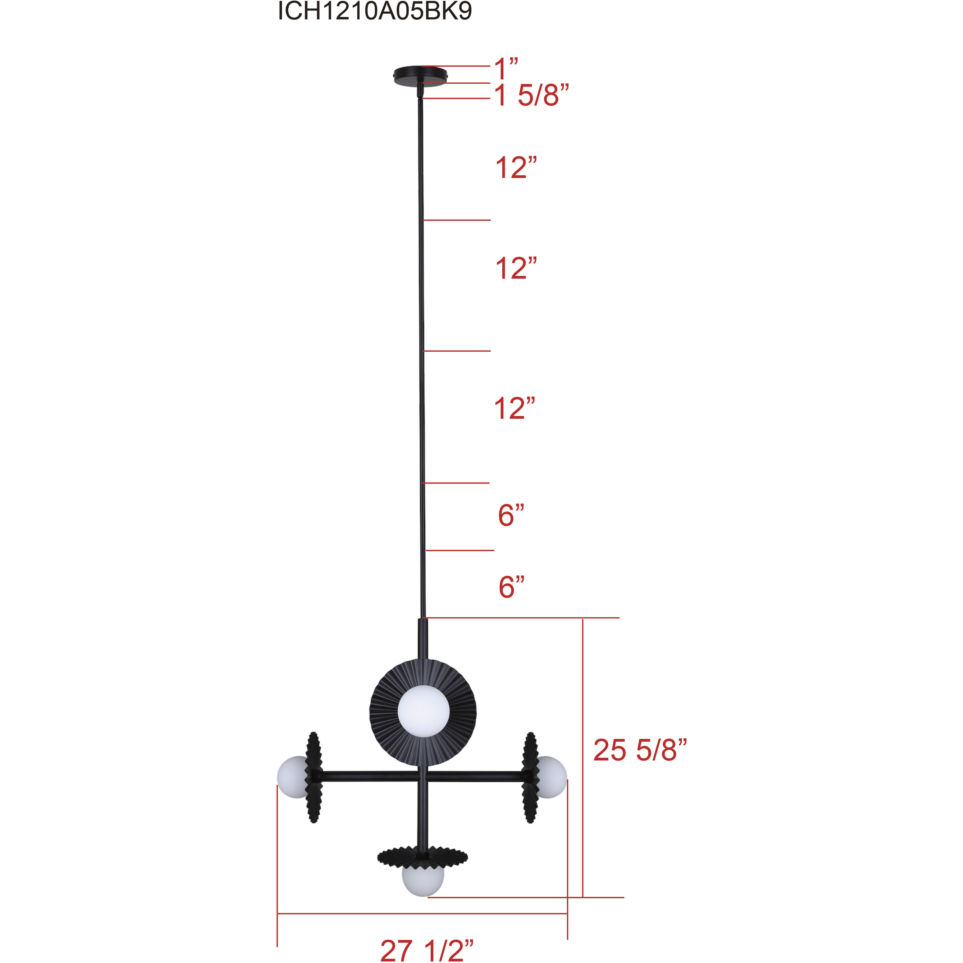 Payton 5 Light 27.5 inch Black Chandelier Ceiling Light