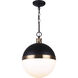 Delta 1 Light 13 inch Black/Gold Pendant Ceiling Light