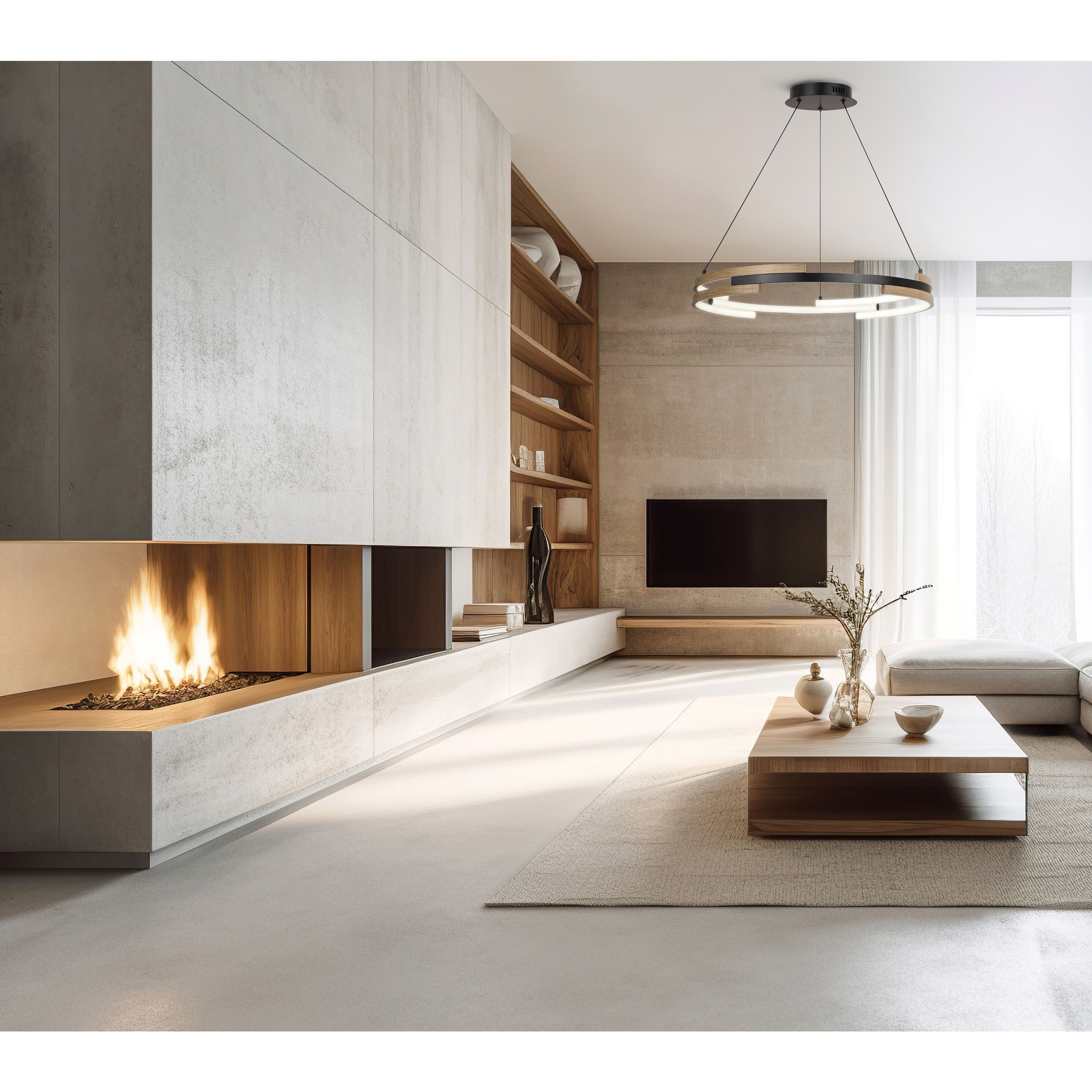 Azria LED 23.75 inch Matte Black Chandelier Ceiling Light