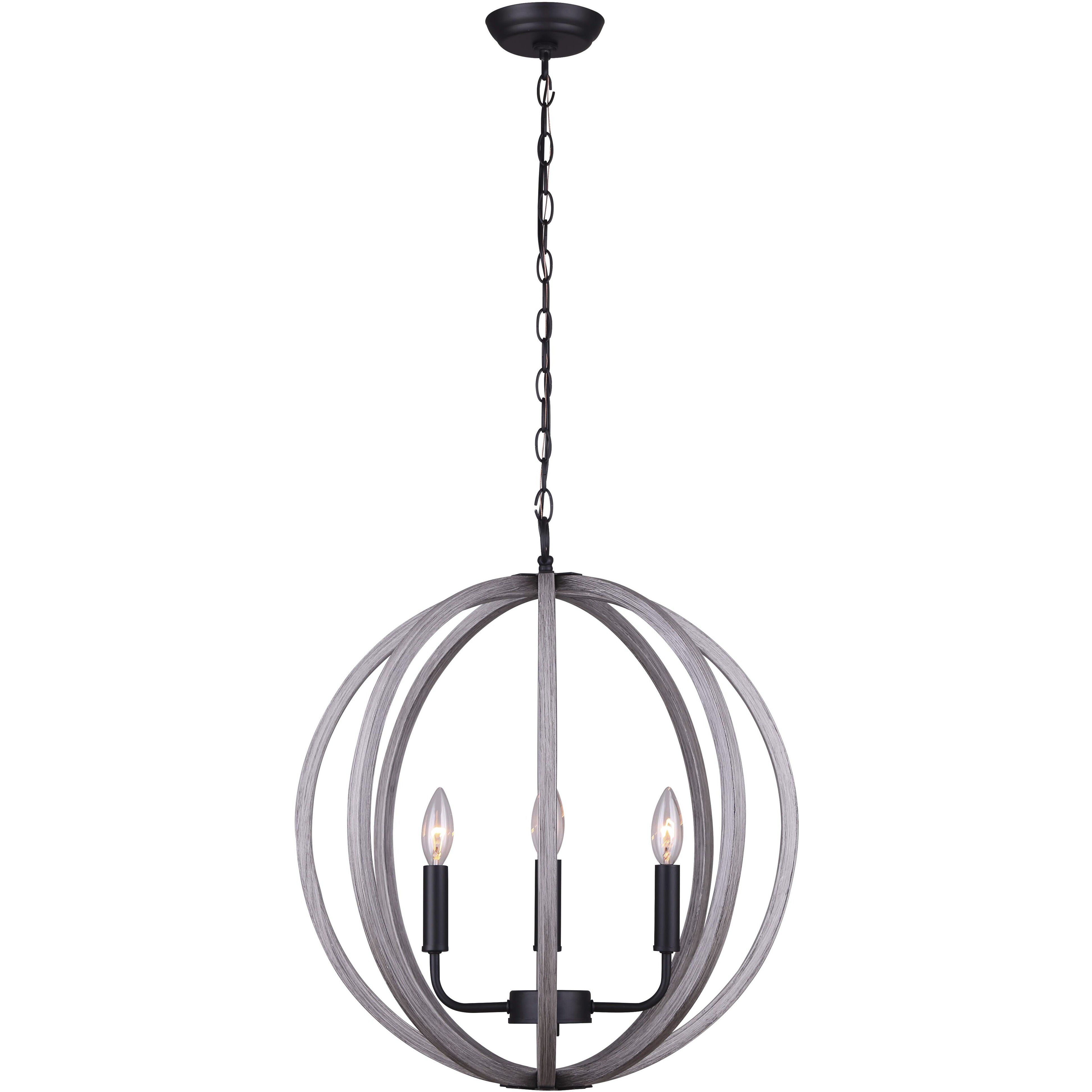 Armelle 4 Light 19.75 inch Black/Grey/Faux Wood Pendant Ceiling Light