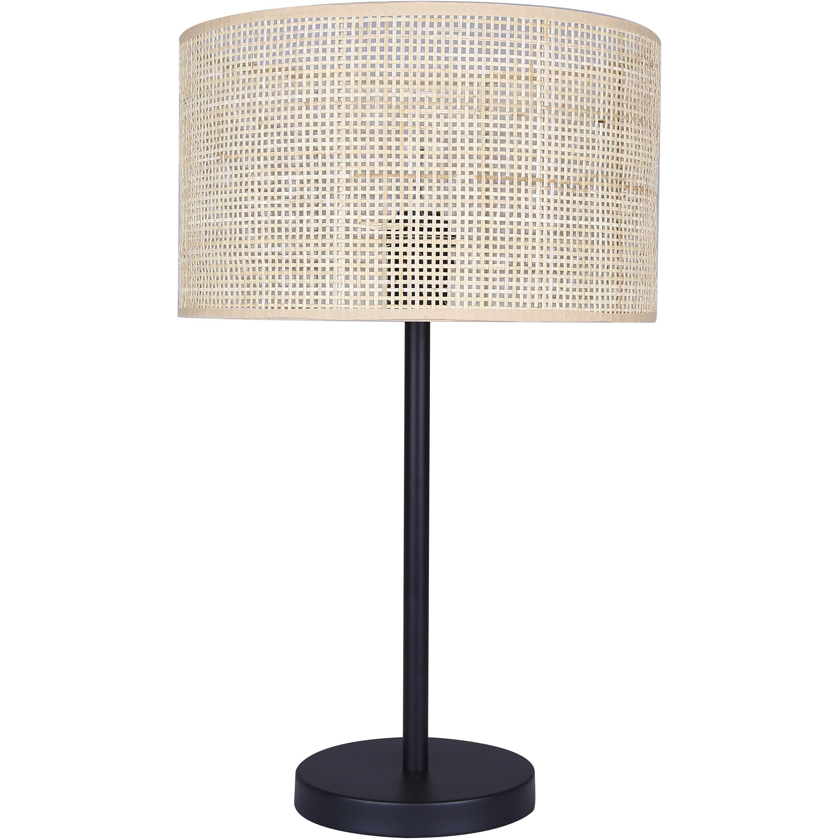 Bellamy 22 inch 100.00 watt Matte Black Table Lamp Portable Light in Natural Rattan