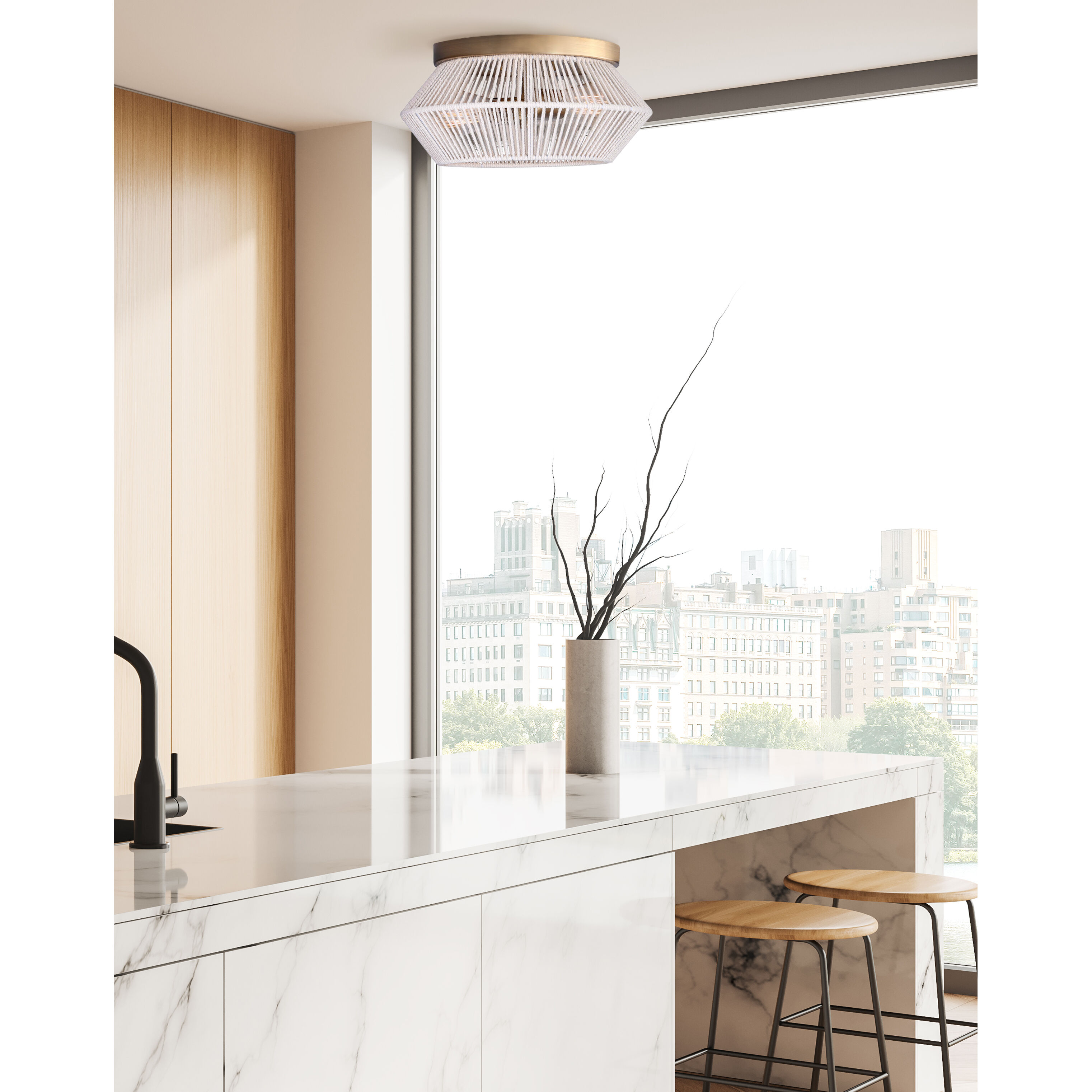 Willow 2 Light 13 inch Gold Flush Mount Ceiling Light