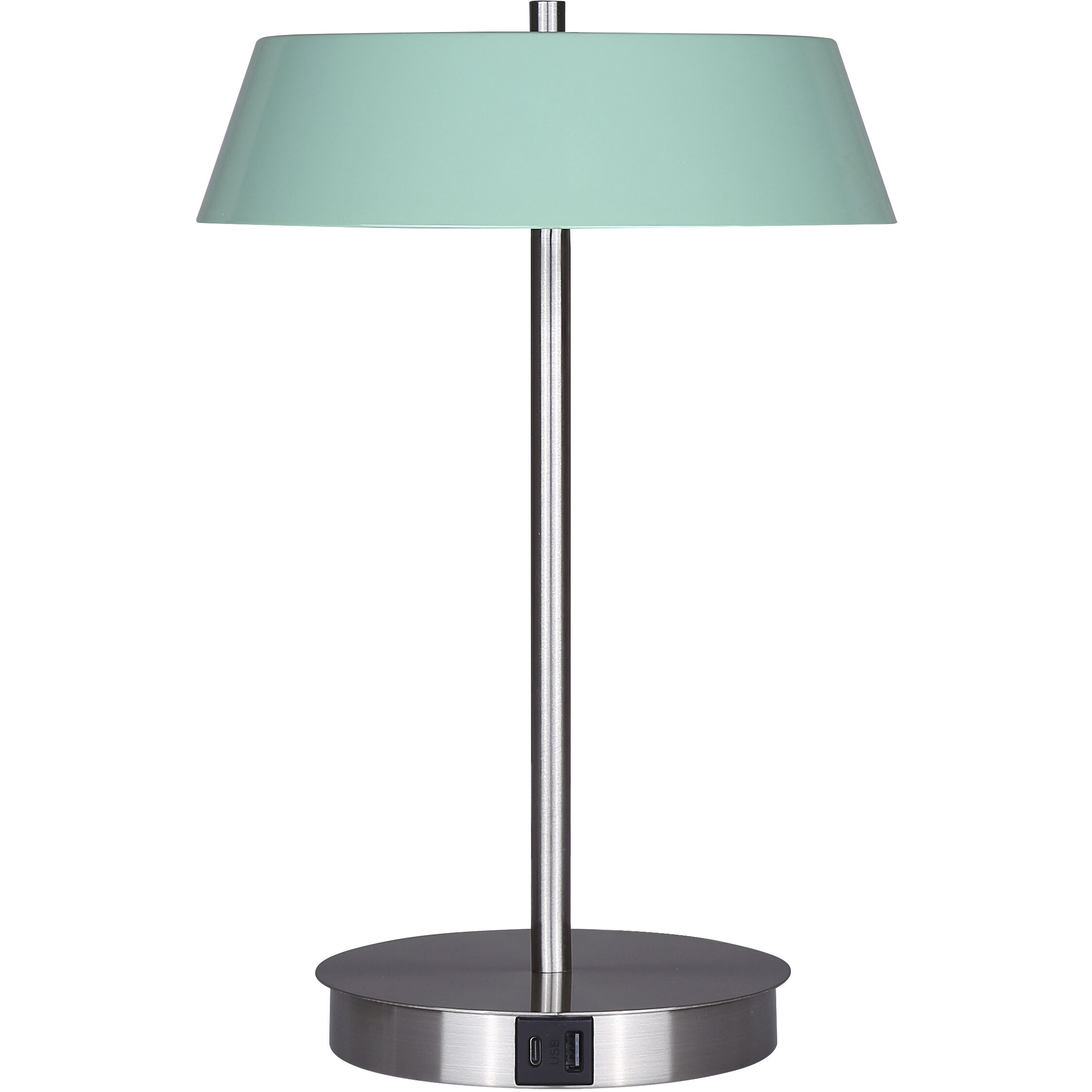Jessa 14 inch 16.00 watt Brushed Nickel Table Lamp Portable Light in Teal Metal