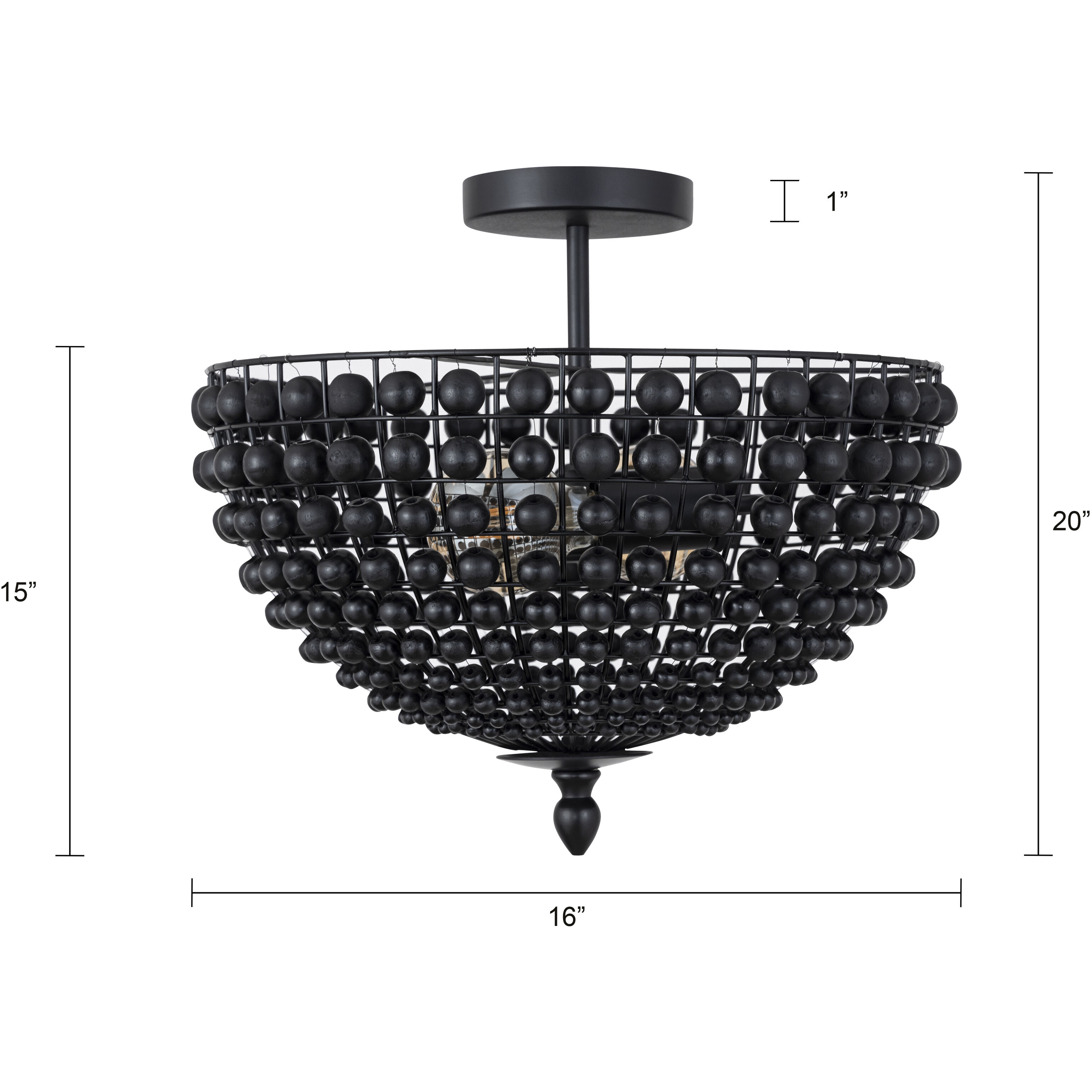 Burkley 2 Light 16 inch Matte Black Semi-Flush Mount Ceiling Light