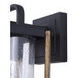 Aki 1 Light 12 inch Black and Wood Outdoor Wall Lantern