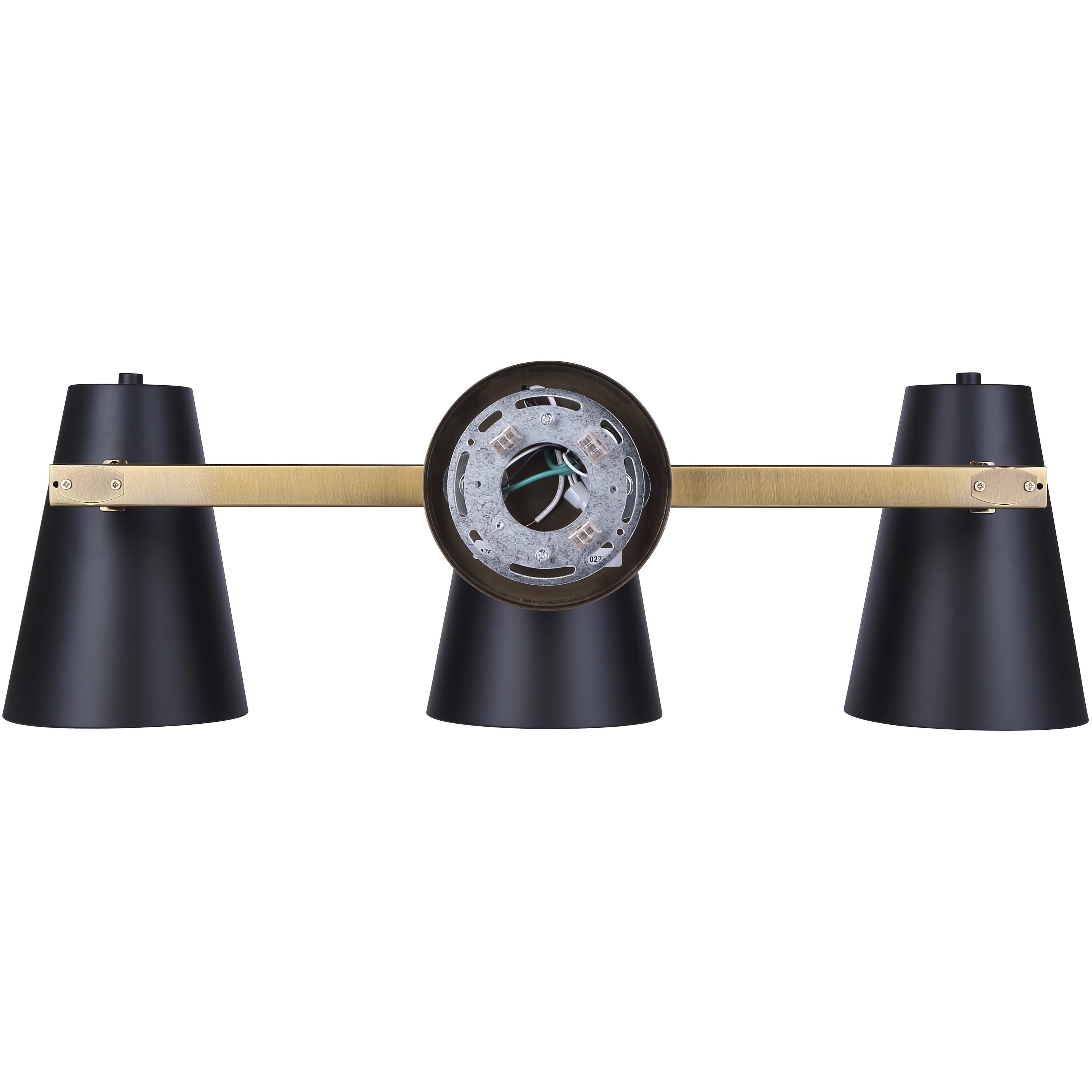 Harken 3 Light 24.5 inch Black/Gold Vanity Light Wall Light